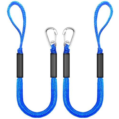 3FT Bungee Dock Lines for Boats, Tie Downs for Dock, 2-Pack, Blue