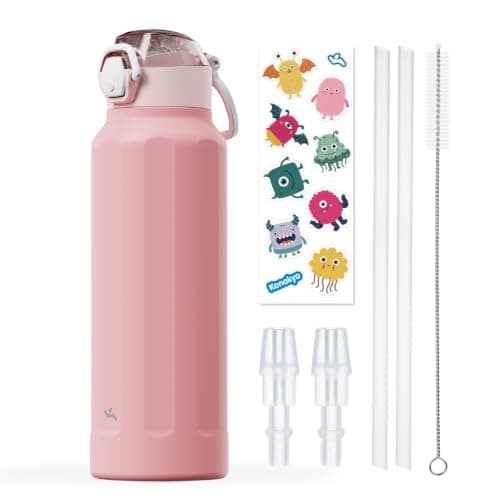 Konokyo FLOWPLAY 40oz Push-Button Insulated Water Bottle, Pink