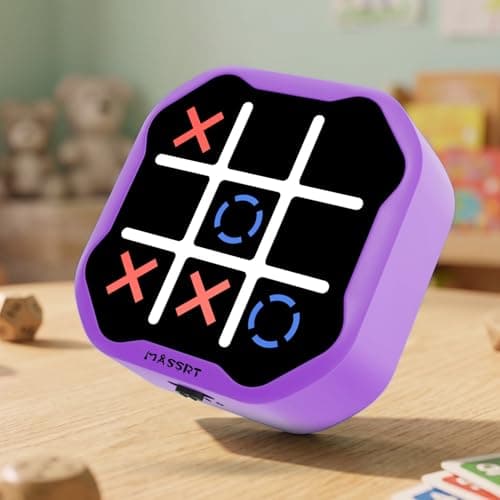 MASSRT 3 in 1 Electronic Tic Tac Toe Game, Handheld Digital Tic Tac Toe Bolt Game with Silent Mode, Portable Learing Toy Gift for Kids & Adults, Purple(One Pack)