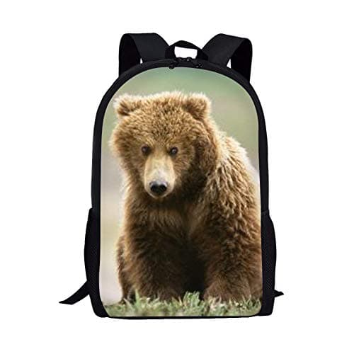 Dellukee Bear Print Funny School Backpack for Kids Boys Girls Middle School Elementary Book Bag Large Durable Daypack