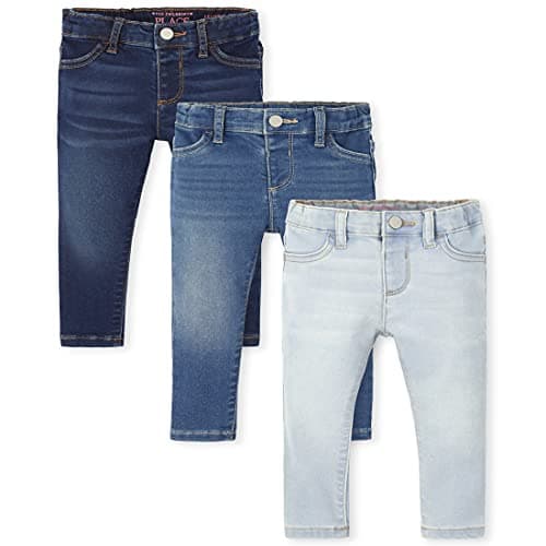 The Children's Place Baby Girls and Toddler Super-Soft Stretch Denim Legging Jeans Skort, Brooke Wash/Ice Wash/Reflection Blue Wash, 5T US