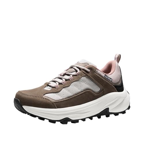 NORTIV 8 Women's Waterproof Hiking Shoes with Arch Support Outdoors Leather Walking Trekking Camping Tennis Workout Cross Training Sneakers Wicklow,Size 5.5,Tan,NWUMHI2503