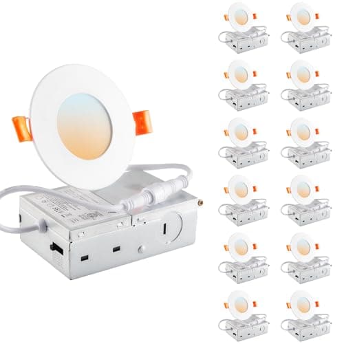 DINGLILIGHTING LED Recessed Ceiling Light: 12pc 3inch - White