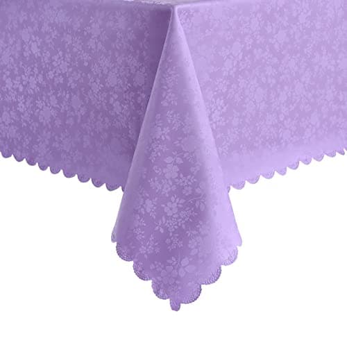 Romanstile Waterproof Vinyl Tablecloth Rectangle, 54 x 78 Inch, Rose Purple