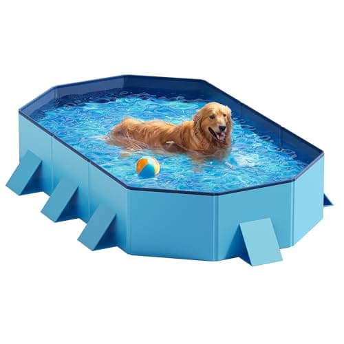 Peteast Dog Pool for Large Dogs, Foldable Hard Plastic, 71 x 39 x 12 in