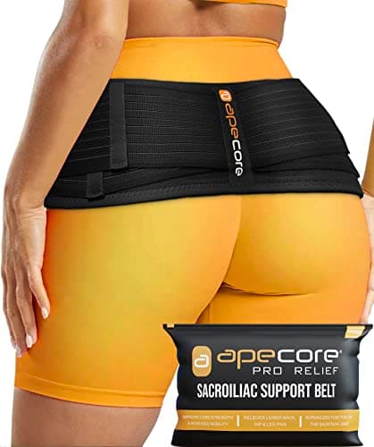 APECORE Sacroiliac SI Joint Belt for Women and Men That Alleviates Sciatic, Pelvic, Lower Back, Leg and Sacral Nerve Pain Caused by Si Joint Dysfunction. Si Belt Hip Brace Support (XL/Black)