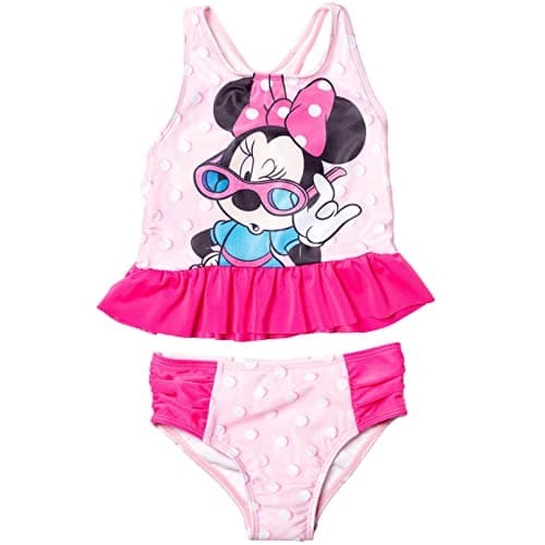 Disney Minnie Mouse Infant Baby Girls Racerback Tankini Top and Bikini Bottom Swim Set Polka Dots Pink 12 Months