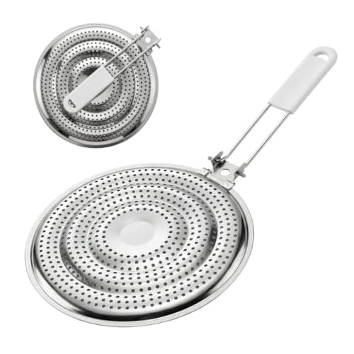 HIC Kitchen Heat Diffuser Reducer Flame Guard With Removable Handle, Stainless Steel, Distributes Heat Evenly And Reduces Scorching, For Gas Electric Glass Stovetops, 8.25-Inch