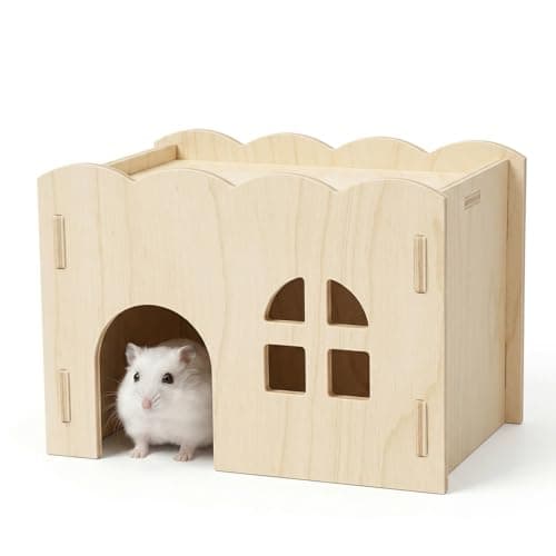 GEEHUA Wood Hamster Hideout, Wooden Hamster Hideout House Chew-Safe