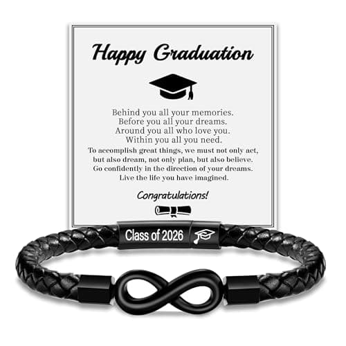 Sistble Graduation Gifts 2026 High School, Graduation Gifts for Teens Class of 2026 Mens Leather Bracelet 5th 6th 8th Grade Graduation Gift Infinity Knot Happy Graduations 9" Jewelry