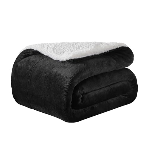 WDCOZY Sherpa Fleece Blankets Fuzzy Thick Warm Throw Blanket Super Soft Reversible Luxurious Fluffy Plush for Sofa Couch Bed Home Decor All Seasons Winter Blankets 60"x80" Charcoal Black