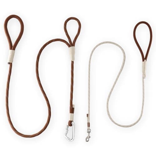 Wagtime Club 2 Pack Dual Handle and Lightweight Rope Leash for All Breeds