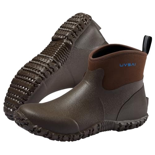 UVSAI Men's Waterproof 5.3-inch Ankle High Garden Shoes Rain Boots Slip-On Footwear for Gardening Farming Lawn Care Yard Work
