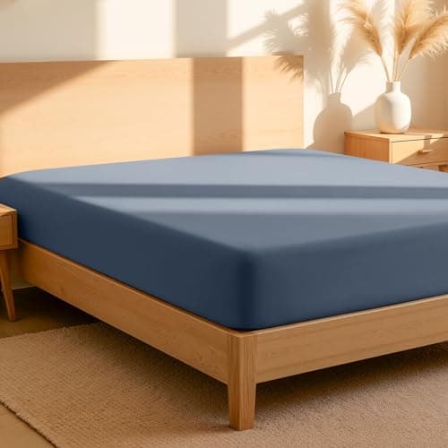 Bare Home 100% Organic Cotton Twin Extra Long Fitted Sheet - Crisp Percale Weave - Lightweight & Breathable - Deep Pocket Fitted Sheet (Twin XL, Bering Sea)