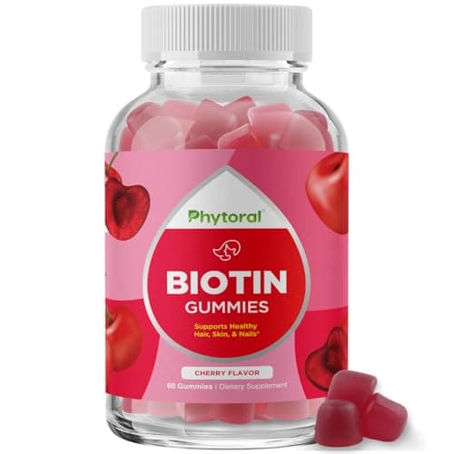 Phytoral Biotin Gummies for Hair and Nail Growth - Biotin Gummies for Hair Care Youthful Skin Care and Nail - 5000mcg per Serving Skin Nails Vitamins Adult Beauty