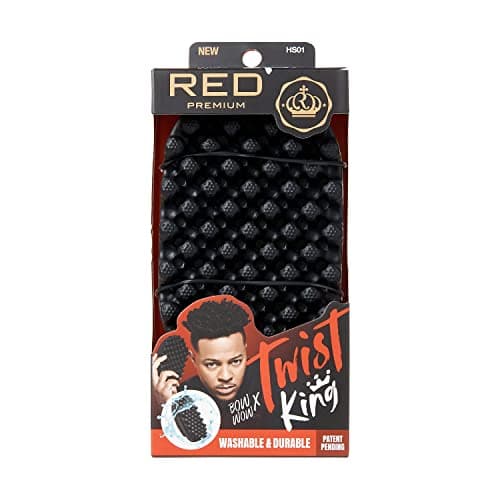 Red by Kiss Bowwow Twist King Premium Luxury Twist Styler Comb Brush, Durable Washable Alternative for Sponge for Barbers and Daily Use, Ideal for Afro, Curly, Coiled, 4C Hair