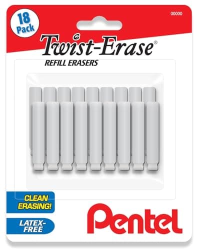 Pentel Twist Erase Refill Erasers, Pack of 18
