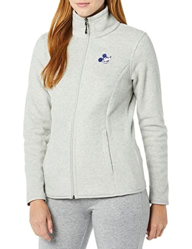 Amazon Essentials Disney | Marvel | Star Wars | Princess Women's Polar Fleece Full-Zip Mock Outerwear Jackets, Happy Mickey, Large