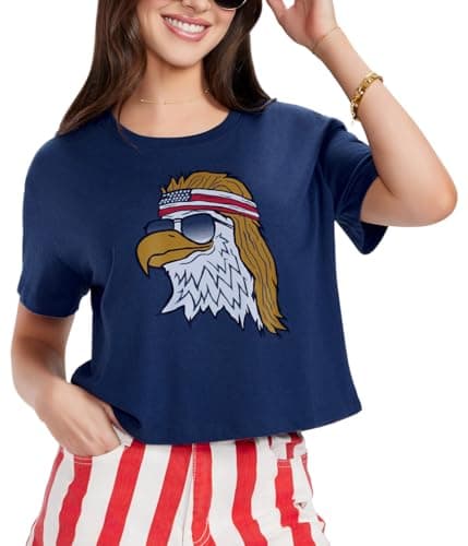 Tipsy Elves Women's USA Epic Eagle Cropped Tee Size 2X