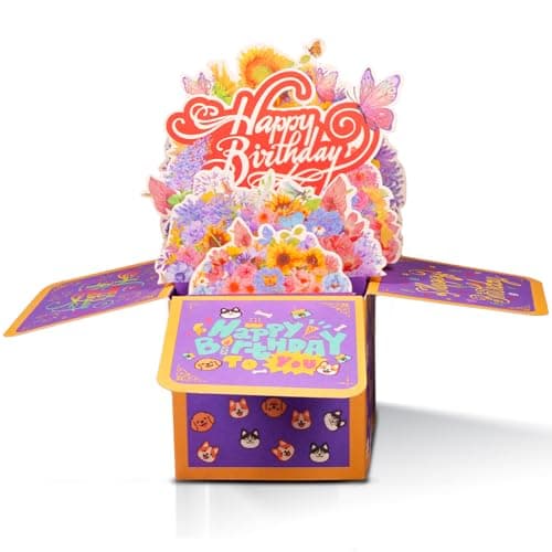 velovibe 3D Birthday Cards, 1:1 Thickened Square Birthday Gift Box, with Blank Card & Envelope. 100% Biodegradable, Odor-Free, not Easy to Tip Over, Vibrant Colors—Ideal Gift/Greeting Card