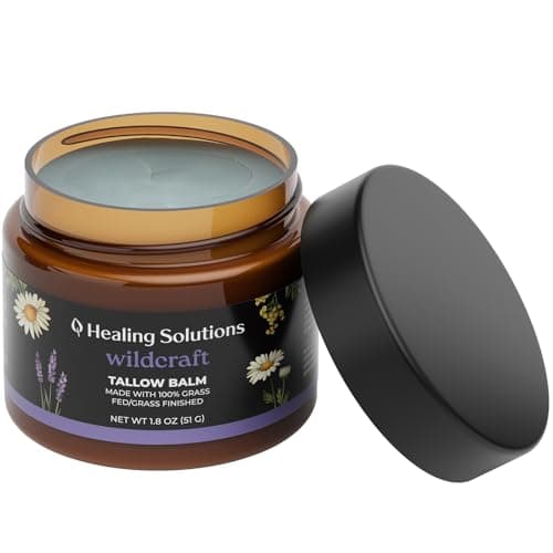 Healing Solutions - Beef Tallow and Honey Balm for Face, Chest & Skin (1.8oz), Grass Fed/Grass Finished Beef Tallow with Manuka Honey & Lavender Chamomile Blend, Made in USA, Moisturizing Skincare