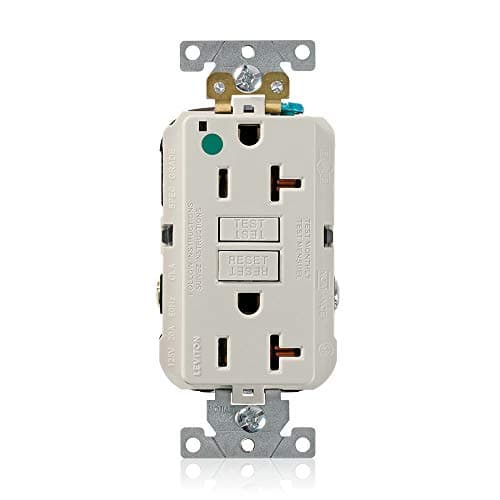 Leviton 20A-125V Extra-Heavy Duty Hospital Grade Non-Tamper-Resistant Duplex Self-Test GFCI Receptacle, GFNT2-HGT, Light Almond