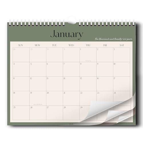 Aesthetic 2026 Wall Calendar, 12 Monthly Calendar with 12 Colors From January 2026 to December 2026, 14" x 11", Large Modern Wall Hanging Calendar for School, Home, Office for Monthly Organizing & Planning
