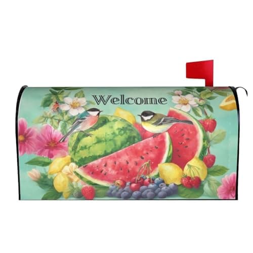Taekifiyy Watermelon Mailbox Covers Magnetic Letterbox Covers 21x18 Inch for Garden Outdoor Decoration
