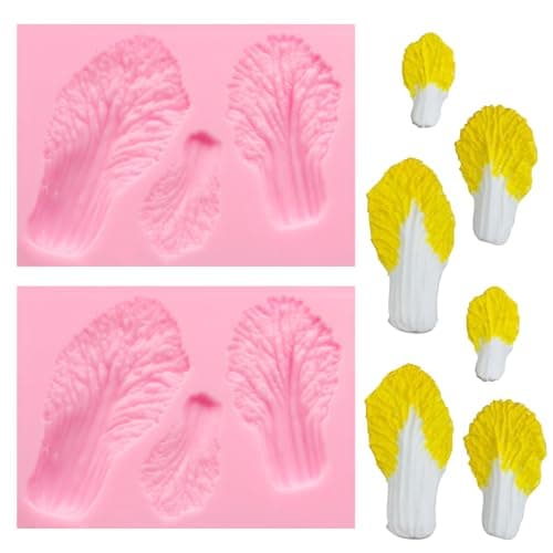 Cabbage Silicone Mold 2 Pcs, Cabbage Chocolate Decoration Molds Vegetable Growing Fondant Molds for Cake Decoration Candy Cupcake Topper Cake Polymer Clay Crafts Epoxy Resin