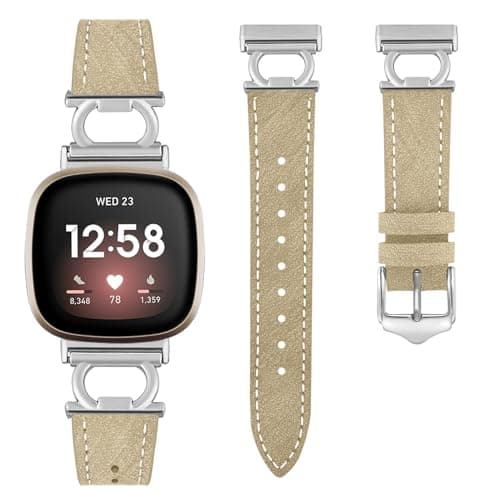 Kimiyaki Women Dressy Leather Band for Fitbit Versa 4/3, Sense 2/Sense