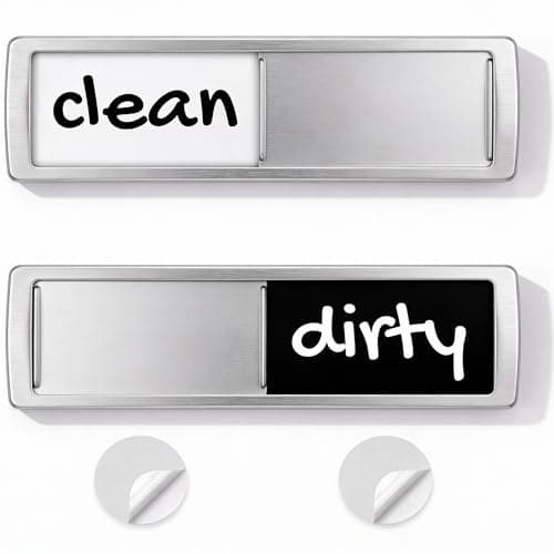 TLOEP Dishwasher Magnet Clean Dirty Sign with Sliding Indicator, Strong Magnet Kitchen Decor, Stainless Steel Look, Farmhouse Dish Washer Sign, Housewarming Gift (Silver(Clean/Dirty))