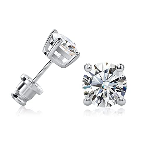 Ladylike 0.6-4.0ct Moissanite Stud Earrings 18K Gold Plated Sterling Silver
