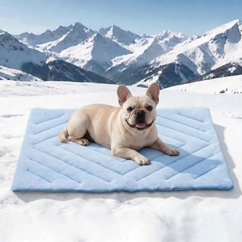 BECROWM Dog Cooling Mat Self Coolings Foldable Cooling Pad for Dog in Summer Coolings Mat for Dogs and Cats Machine Washable (Rectangle,Blue, Medium-36 L x 23" W)
