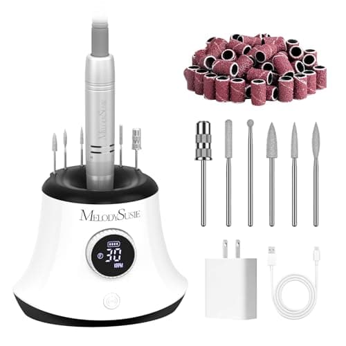 MelodySusie Multifunctional Desktop Rechargeable Nail Drill with Bit Holders, SC320G 30000RPM E-File with Elegant Design for All Manicure Shaping & Gel Removal, Ideal for Nail Artists & Home Use
