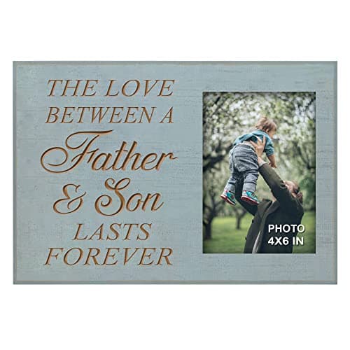 Yudarte Dad Gifts from Son - the Love Between A Father and Son Lasts Forever - Engraved Wood Picture Frames Holds 4x6 Inches Photo - Stepfather Father's Day Frame Gift