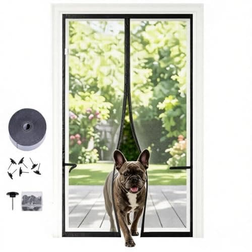 Magnetic Mesh Screen Door Curtain for Summer,36" W x 81" H, Breathable Net Cover with Self-Sealing Magnets, Gray (Summer Gray, Fit Door 34"x80")