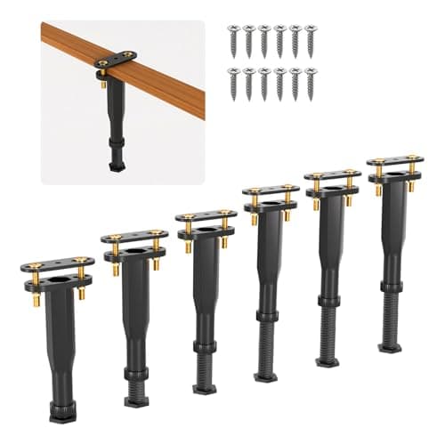 Adjustable Bed Frame Support Legs, Clamp-On, 7.7-13.3 Inches, 6 Pack
