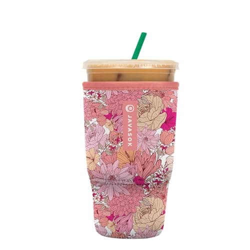 Sok It JavaSok Iced Coffee & Cold Soda Insulated Neoprene Cup Sleeve (Rosy Outlook, Large: 30-32oz)