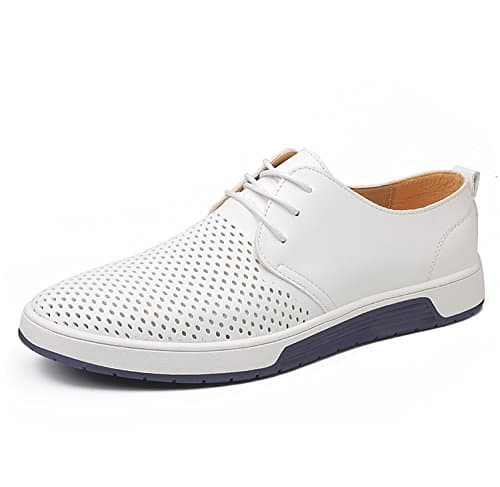 ZZHAP Men's Casual Oxford Shoes Breathable Flat Fashion Sneakers White US 7