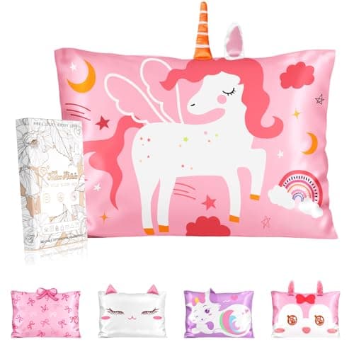 Miss Adola Silk Pillowcases for Kids - Queen Size 20"x30" Cartoon Soft Breathable Pillow Cases for Hair and Skin with Hidden Zipper Cute Kawaii for Teens Girls Boys Sleeping, Bedding, Unicorn