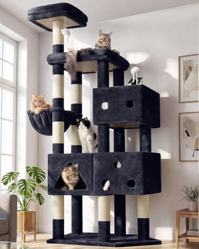 Globlazer Extra Large Cat Tower for Big Cats 20 lbs, 81in, F81, Dark Grey