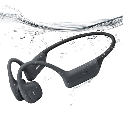 Full-Coverage Liquid Silicone Swimming Headphones, IP68 Waterproof Underwater Headphones, Bluetooth 6.0&MP3 with 32GB Memory Card, Soft/Skin-Comfortable Open Ear Bone Conduction Swim Earbuds(Black)