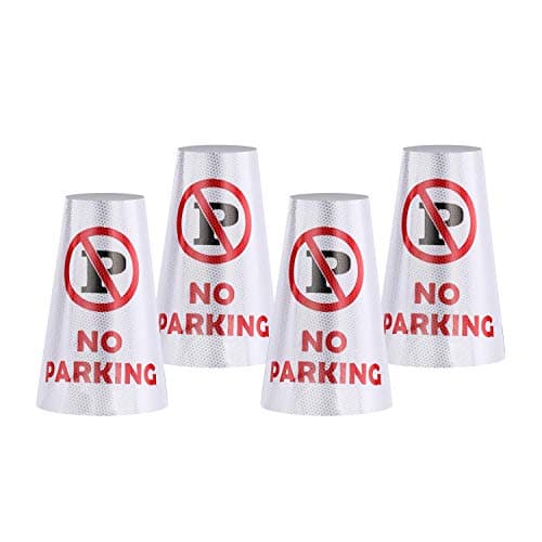 BATTIFE 4 Pack Adhesive No Parking Reflective Traffic Cone Stickers