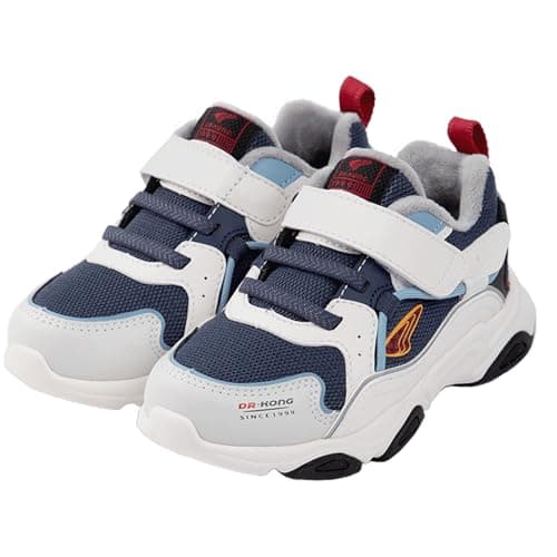 Dr Kong Toddler Boys Girls Running Sneakers Winter Shoes Kids Lightweight Tennis Warm Fleece Linced Athletic Sport Cold Weather Sneaker for Toddler/Little Kid Deep Blue/White