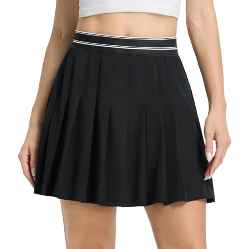 M MAELREG Womens Golf Skirt Pleated Moisture-Wicking High Waisted Lightweight Quick Dry Athletic Tennis Skirts Black