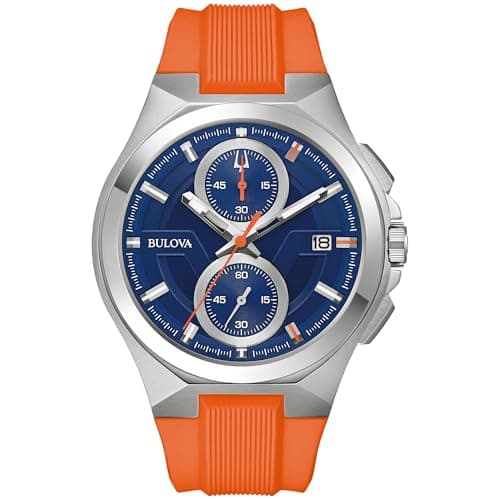 Bulova Marc Anthony Sport Strap Quartz Watch, Stainless Steel, Sapphire Crystal, Orange and Blue