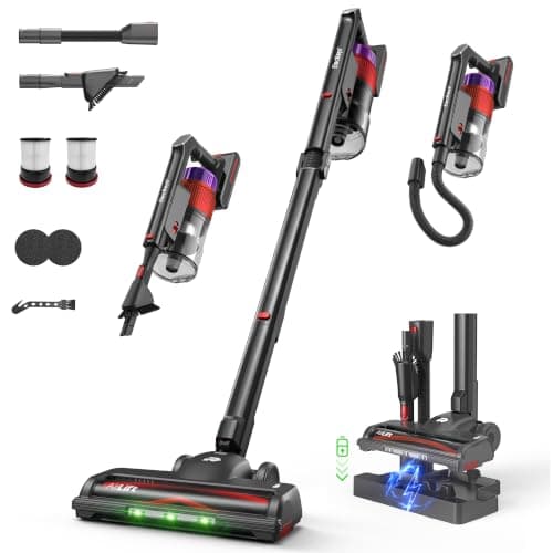 ElecKeys 650W Cordless Vacuum Cleaner for Home, Pet Hair & Hardwood Floors, 55KPa Lightweight Vacuum Cleaners with 65 Mins Runtime, Self-Standing, Foldable Tube, Charging Dock & Anti-Tangle Brush