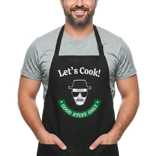 BARTME DESIGN Funny Cooking Let's Cook Good Stuff - Breaking Bad Apron - Grilling Chef BBQ Kitchen Gift - 2 Pockets - Adjustable