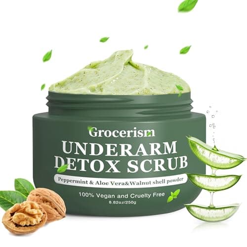 Armpit Detox Scrub & Underarm Exfoliator - Walnut Shell, Menthol & Aloe Vera Body Scrub for Odor, Deodorant Buildup, and Dark Spots - Moisturizing Formula for Sensitive Skin, Vegan 8.8 oz
