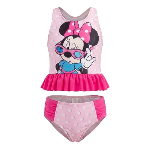 Disney Minnie Mouse Toddler Girls Racerback Tankini Top and Bikini Bottom Swim Set Polka Dots Pink 3T